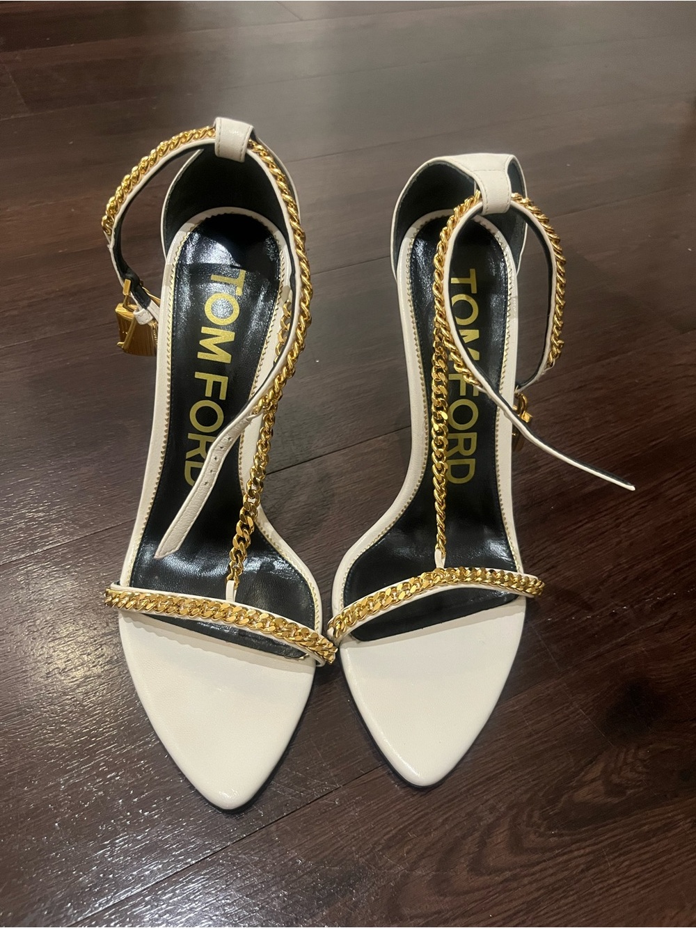 Tom Ford Naked 105 Sandals. Like new. White with gold hardware. Size 8 (38)
